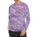 Purple Holographic Print Men's Long Sleeve Rash Guard