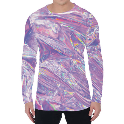 Purple Holographic Print Men's Long Sleeve T-Shirt