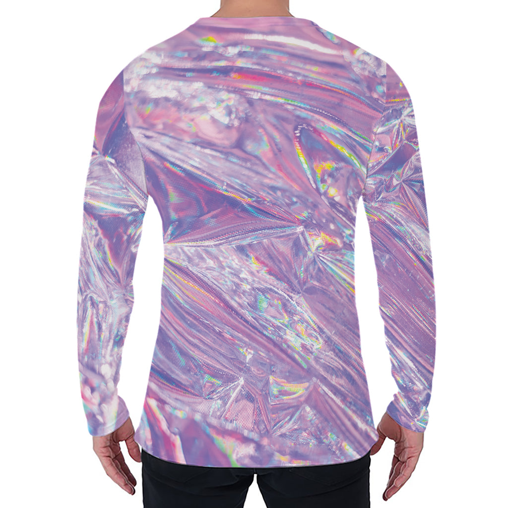 Purple Holographic Print Men's Long Sleeve T-Shirt
