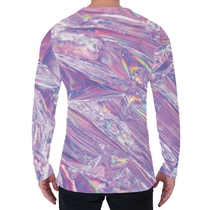 Purple Holographic Print Men's Long Sleeve T-Shirt