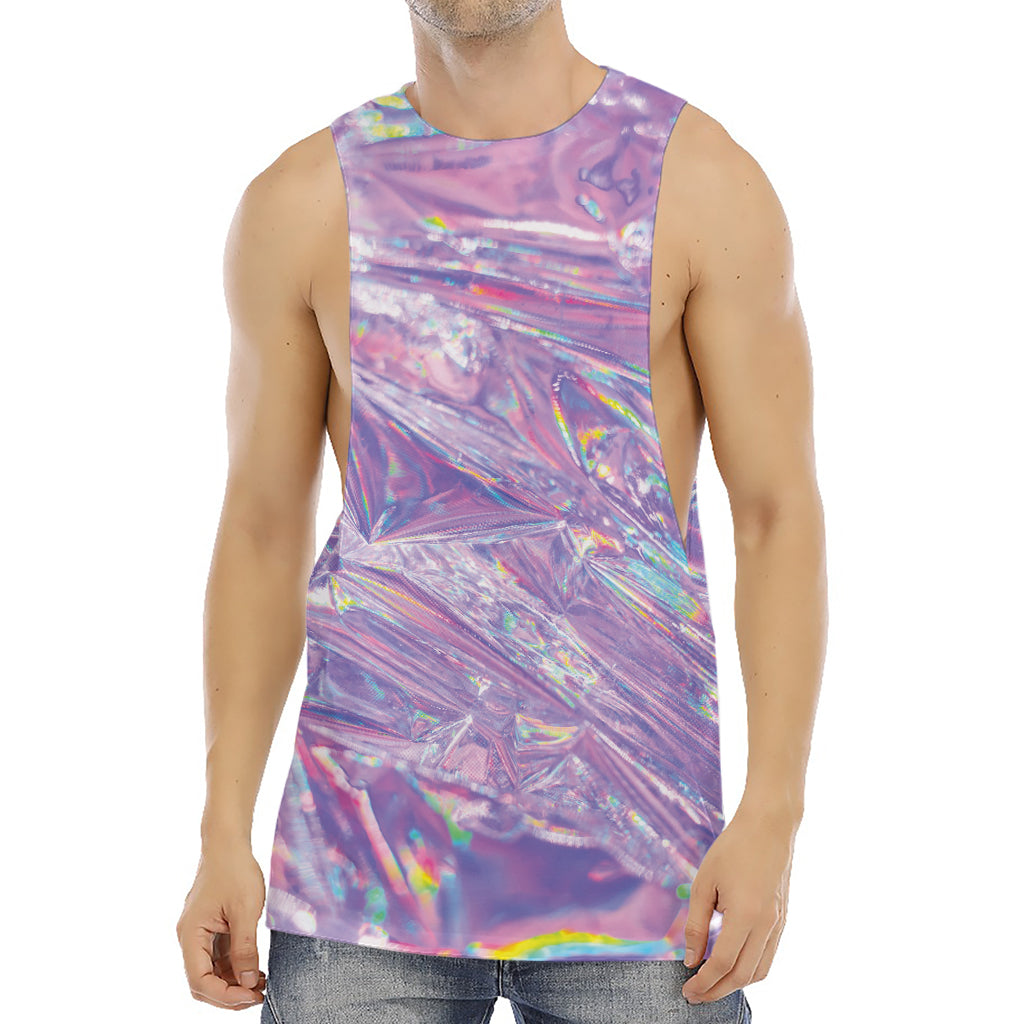 Purple Holographic Print Men's Muscle Tank Top