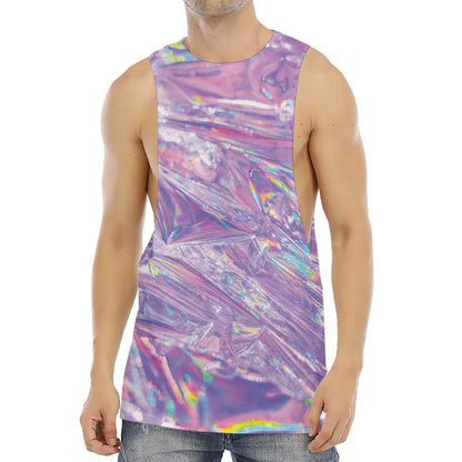 Purple Holographic Print Men's Muscle Tank Top