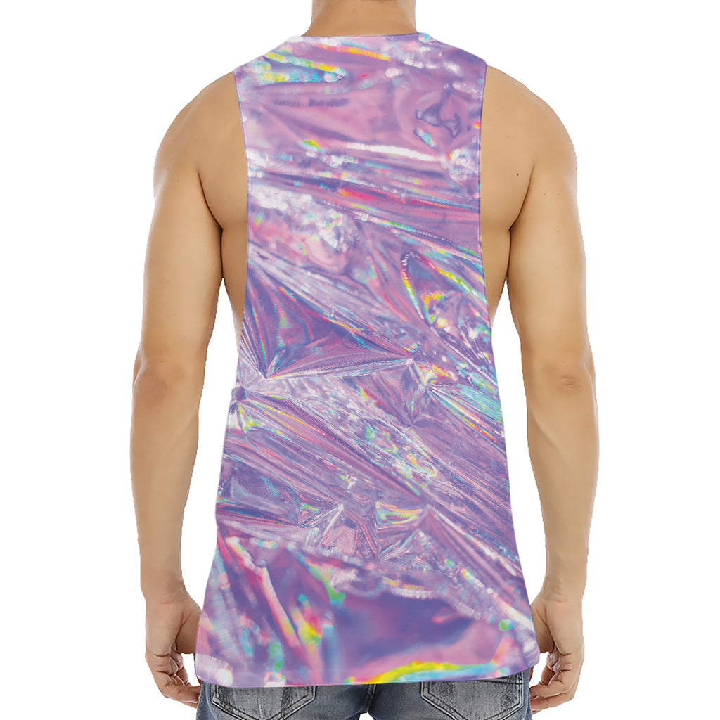 Purple Holographic Print Men's Muscle Tank Top