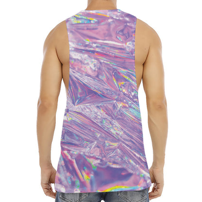 Purple Holographic Print Men's Muscle Tank Top