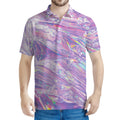 Purple Holographic Print Men's Polo Shirt