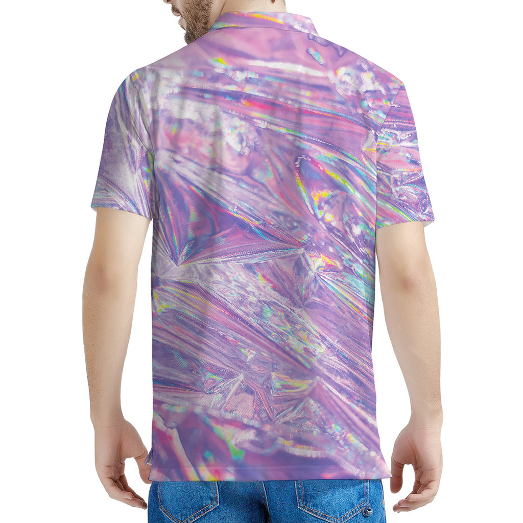 Purple Holographic Print Men's Polo Shirt