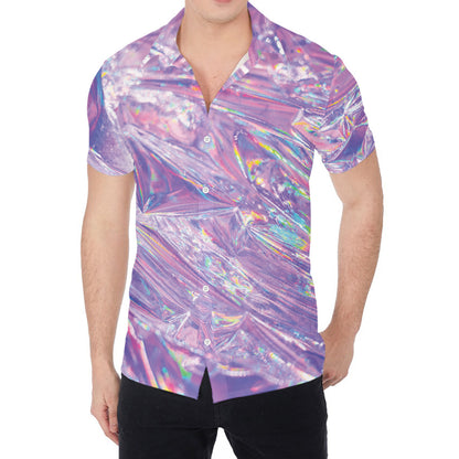 Purple Holographic Print Men's Shirt