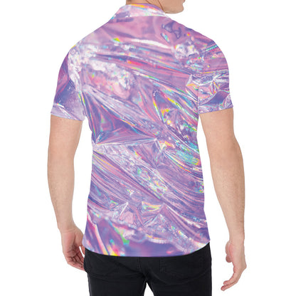 Purple Holographic Print Men's Shirt