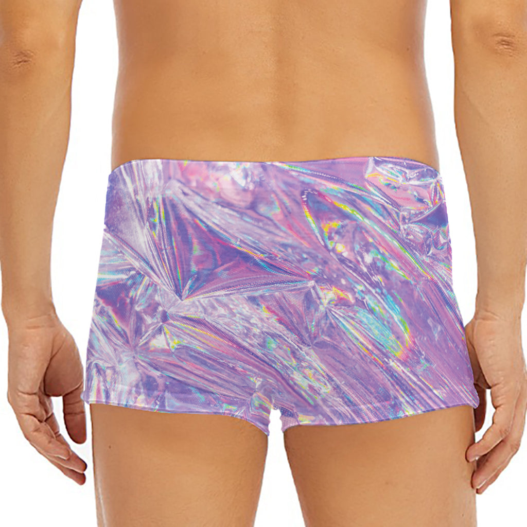 Purple Holographic Print Men's Short Boxer Briefs