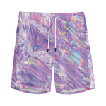 Purple Holographic Print Men's Sports Shorts