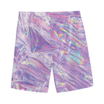 Purple Holographic Print Men's Sports Shorts
