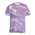 Purple Holographic Print Men's Athletic T-Shirt