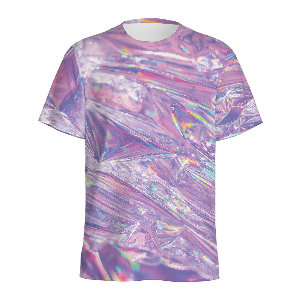 Purple Holographic Print Men's Sports T-Shirt
