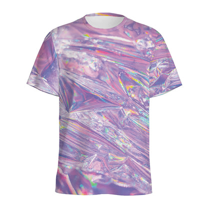 Purple Holographic Print Men's Sports T-Shirt