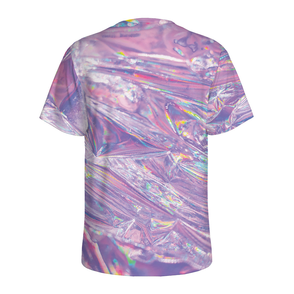 Purple Holographic Print Men's Sports T-Shirt