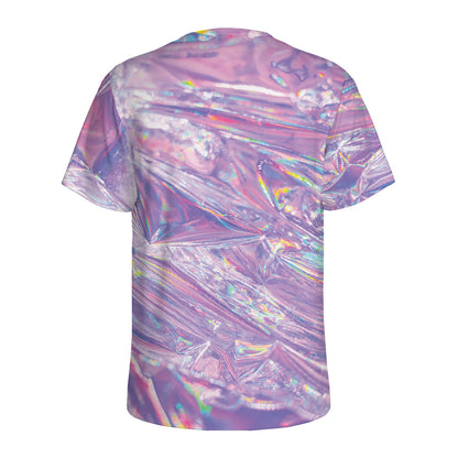 Purple Holographic Print Men's Sports T-Shirt