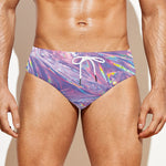 Purple Holographic Print Men's Swim Briefs