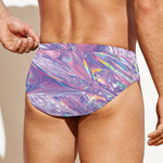Purple Holographic Print Men's Swim Briefs