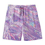 Purple Holographic Print Men's Swim Trunks