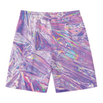 Purple Holographic Print Men's Swim Trunks