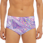 Purple Holographic Print Men's Triangle Swim Briefs
