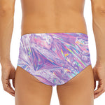 Purple Holographic Print Men's Triangle Swim Briefs