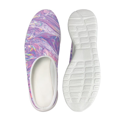 Purple Holographic Print Mesh Casual Shoes
