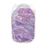 Purple Holographic Print Mesh Laundry Hamper
