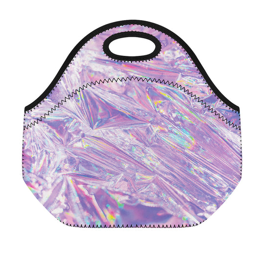 Purple Holographic Print Neoprene Lunch Bag