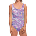 Purple Holographic Print One Piece Swimsuit