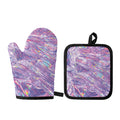Purple Holographic Print Oven Mitt And Pot Holder Set