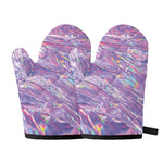 Purple Holographic Print Oven Mitts