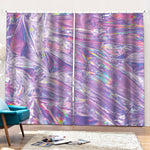 Purple Holographic Print Pencil Pleat Curtains