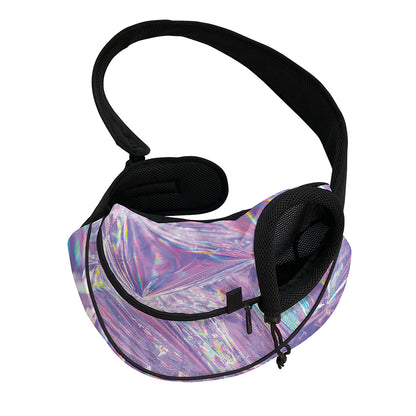 Purple Holographic Print Pet Sling Carrier