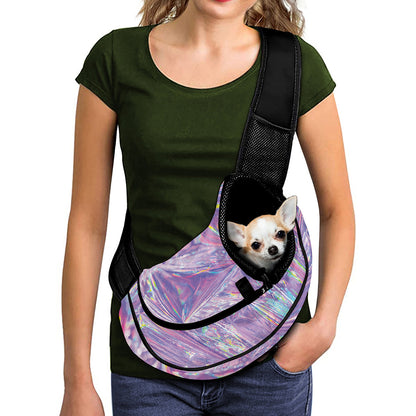Purple Holographic Print Pet Sling Carrier