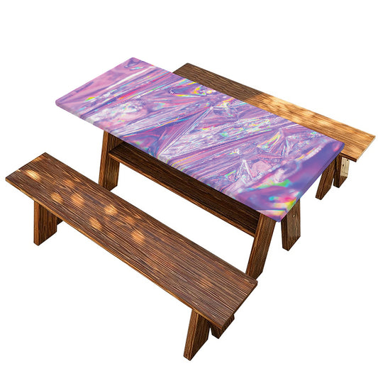 Purple Holographic Print Picnic Table Cover