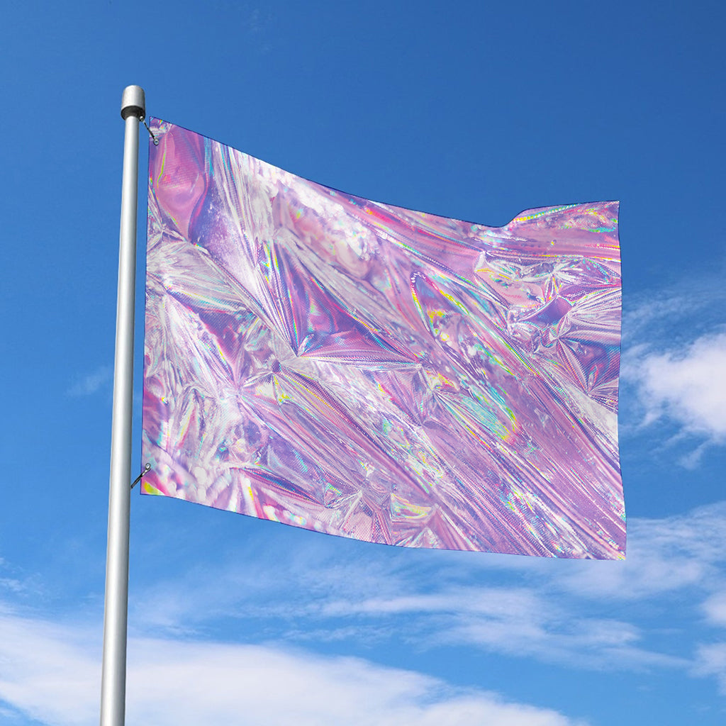 Purple Holographic Print Polyester Flag
