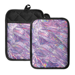 Purple Holographic Print Pot Holders With Pocket
