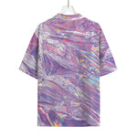 Purple Holographic Print Rayon Hawaiian Shirt