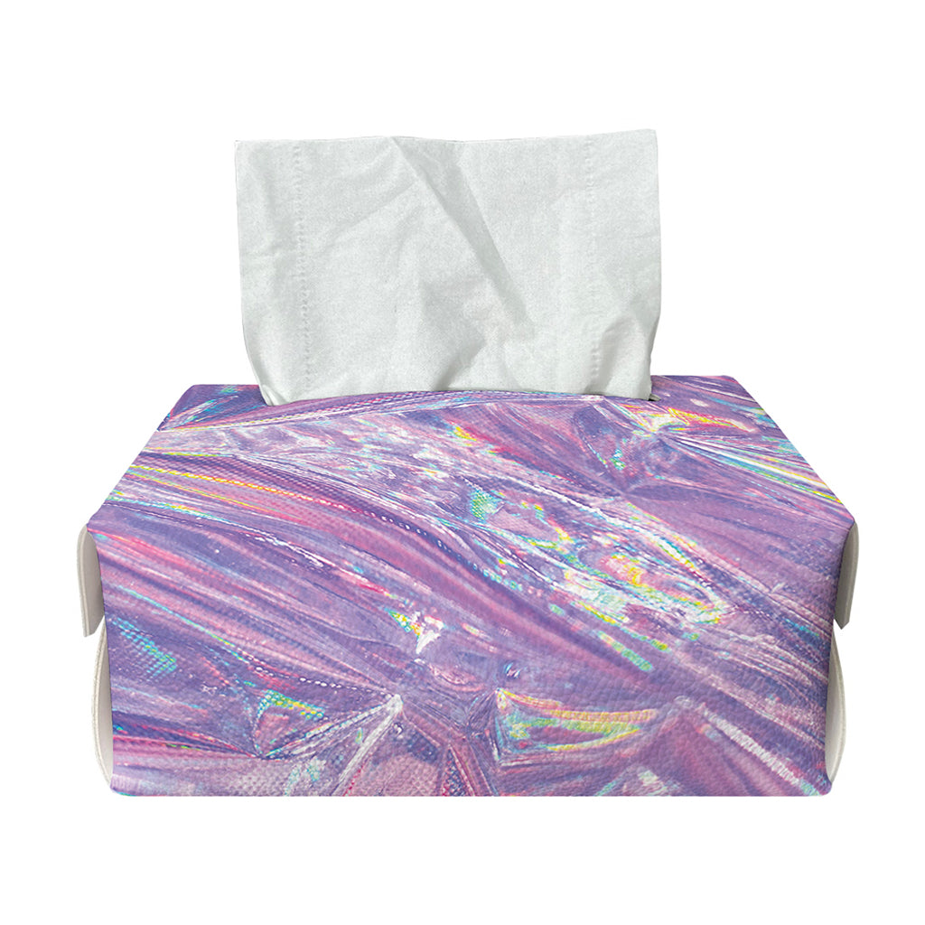 Purple Holographic Print Rectangle Tissue Box Cover