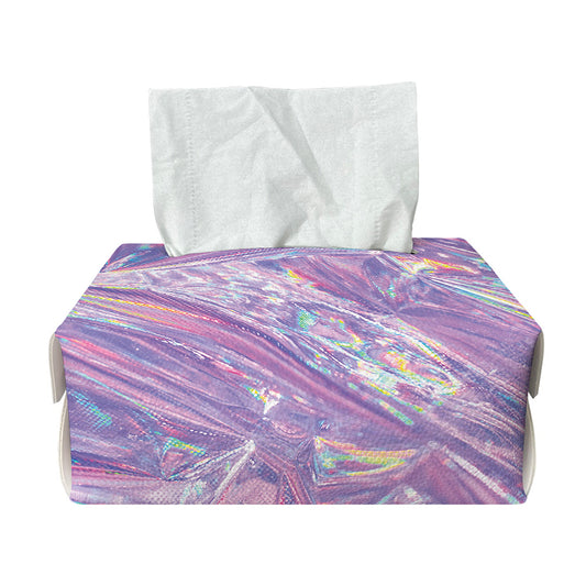 Purple Holographic Print Rectangle Tissue Box Cover