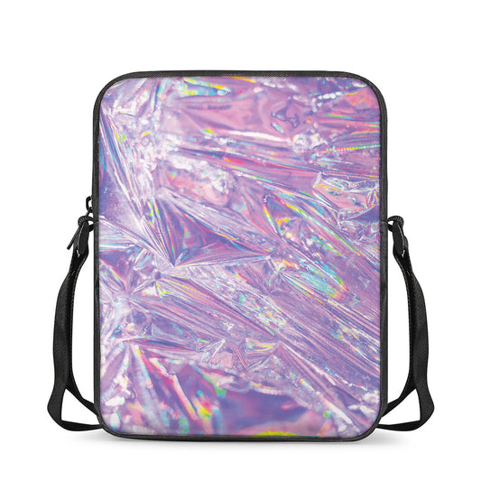 Purple Holographic Print Rectangular Crossbody Bag