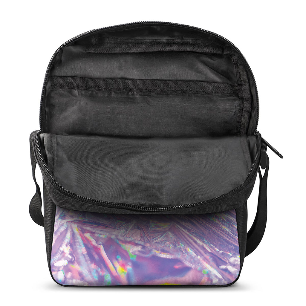 Purple Holographic Print Rectangular Crossbody Bag