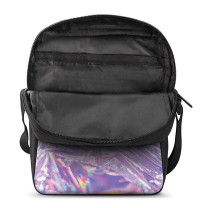 Purple Holographic Print Rectangular Crossbody Bag