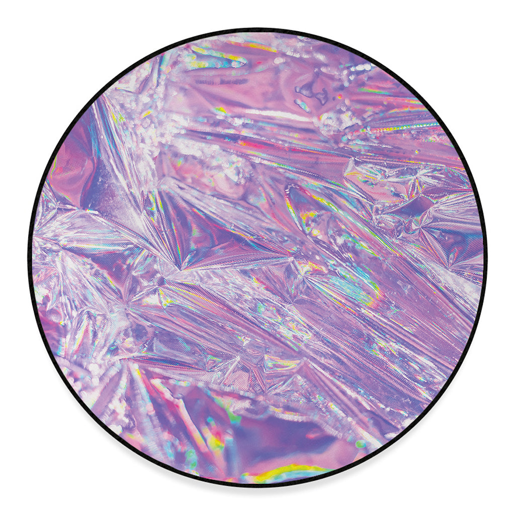 Purple Holographic Print Round Floor Mat