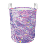 Purple Holographic Print Round Laundry Basket