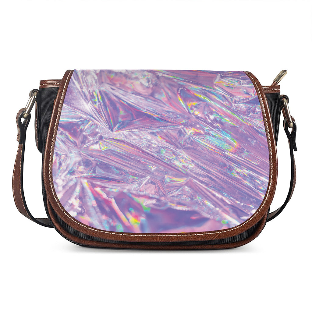 Purple Holographic Print Saddle Bag