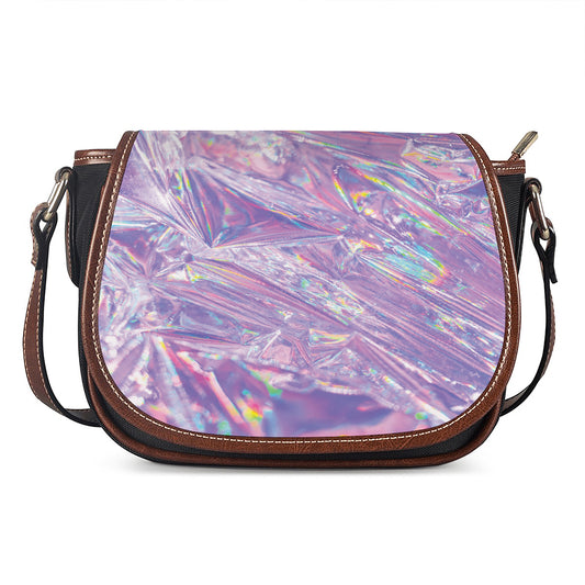 Purple Holographic Print Saddle Bag