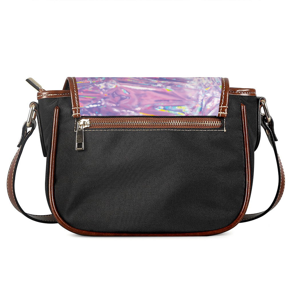 Purple Holographic Print Saddle Bag