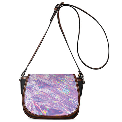 Purple Holographic Print Saddle Bag